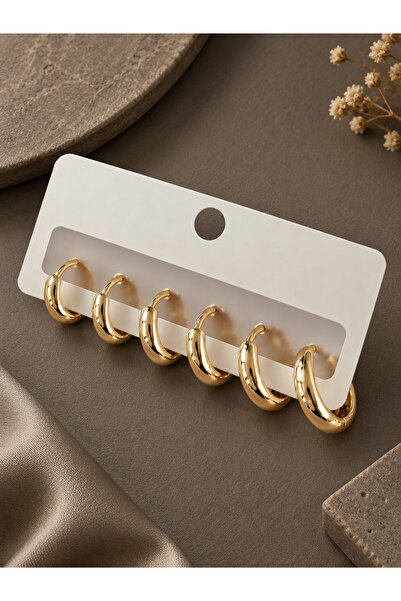 serelya Brass Gold Color Oval Earring Set