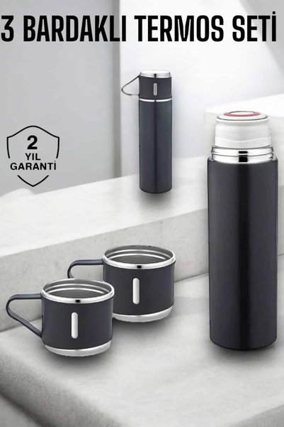 SS HOME CONCEPT Stainless Steel 3-Piece Thermos Set Vacuum and 8 Hours Heat P...