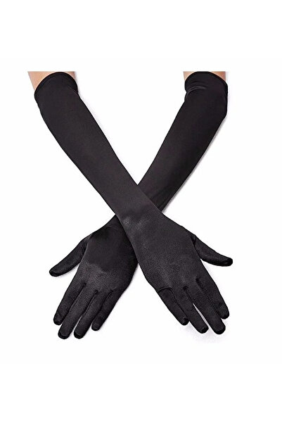 SS HOME CONCEPT Black Color Elbow Length Fabric Gloves 40 cm