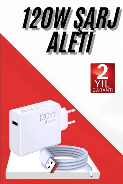 SS HOME CONCEPT 120W Şarj Aleti Hızlı Çift Turbo Şarj Aleti Seti Beyaz