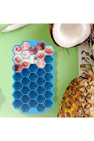 SS HOME CONCEPT قالب ثلج على شكل قرص العسل من السيليكون مكون من 37 حجرة