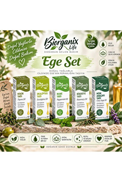 BİORGANİX Ege Yağları Seti (Kekik,Okaliptus,Nane,Biberiye,Misk Adaçayı)20 ML ...