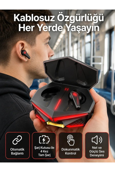 SS HOME CONCEPT Profesyonel TWS Işıklı Kablosuz Bluetooth Kulaklık Oyuncu Kulaklığı
