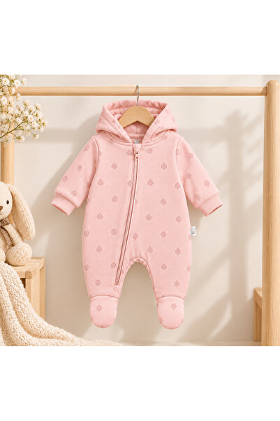LOOFI Newborn Baby Romper Cotton Hooded Romper - Various Colors - Pink