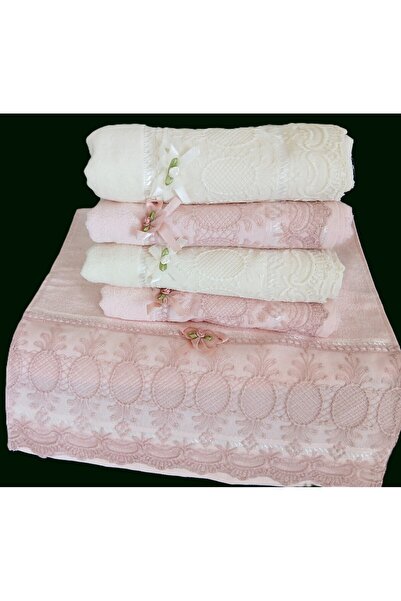DİLEX ev tekstili 50X90 6-Piece 100% Cotton Velvet Laced Bowknot Dowry Box Ha...