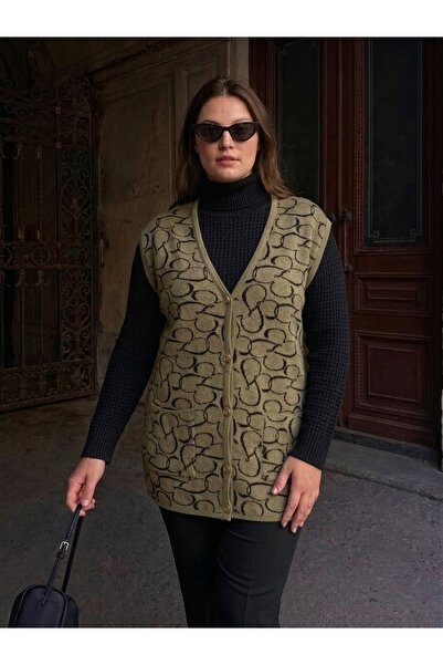 onno style women سترة تريكو كلاسيكية من الفولاذ مزينة بأزرار ونقش على شكل قلب