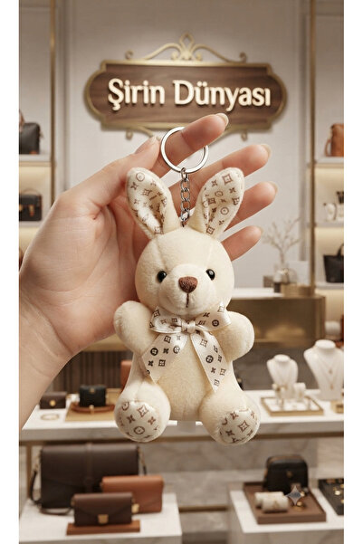 Şirin Pudra Tavşan – ekru Peluş Tavşan Anahtarlık hediyelik