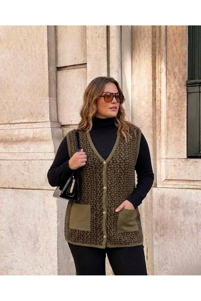 onno style women سترة تريكو كلاسيكية بنمط الفهد من نسيج الفولاذ