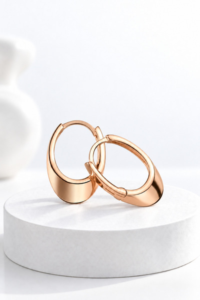jelux silver Gümüş 925 Ayar   Modern Oval Küpe
