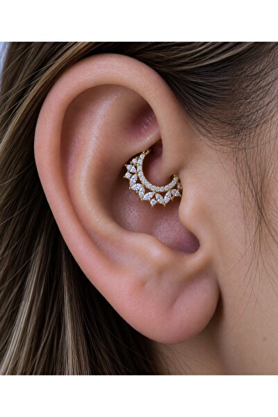 Arescollection 1 adet çelik PEMBE zirkon taşlı septum daith helix lobe uyumlu...