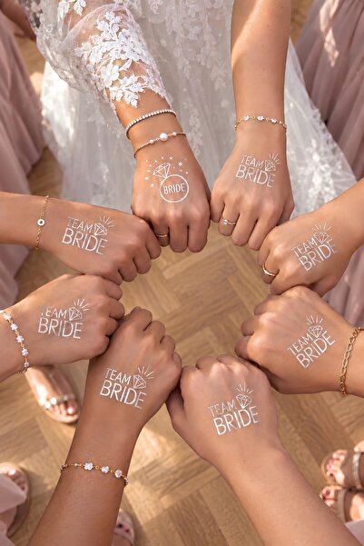 Patladı Gitti Bride To Be 1 Bride 10 Team Bride Gümüş Renkli Geçici Dövme Mod...