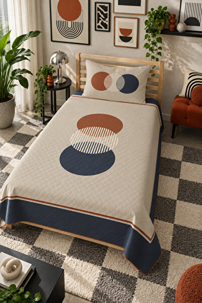 Evmila Modern Desenli Genç Ve Çocuk Baskılı Tek Kişilik Pike Takımı 160x230 R...