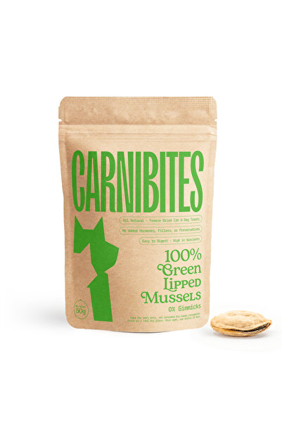 Carnibites Freeze Dried Green Lipped Mussels for Cats and Dogs, All Natural P...