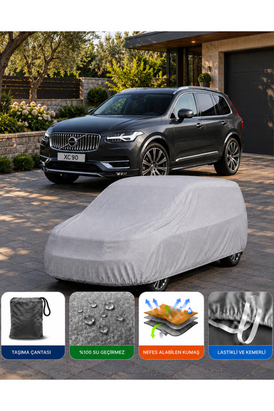 COCEM Volvo XC90 Premium Araç Brandası Su Geçirmez UV Korumalı Tam Koruma Gri...