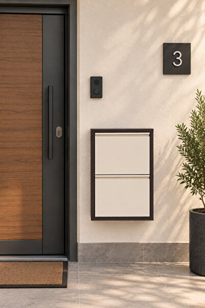 adlsteel 2'li Metal Ayakkabılık Kahve-Krem