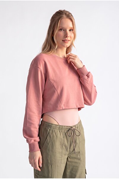 pulur.co Dusty Rose Oversize Crop Sweatshirt