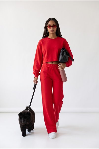 pulur.co Red Oversize Crop Sweatshirt