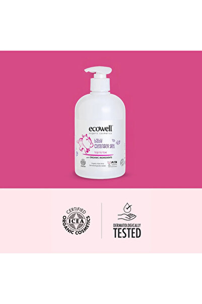 Ecowell Organik İçerikli Bebek Ve Çocuk Temizleme Jeli, Vegan, Şampuan, Duş Jeli 500ml