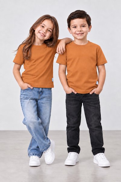 babito store Unisex Girls Boys Plain Badi Short Sleeve Crew Neck T-Shirt 2-10 Years