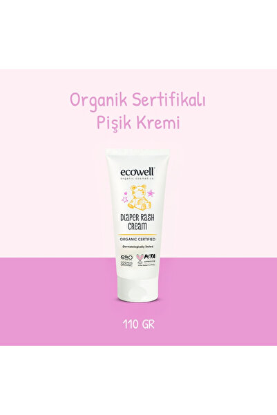 Ecowell Organik Pişik Kremi, Vegan Sertifikalı, Yenidoğan Çinko Krem, Nemlend...