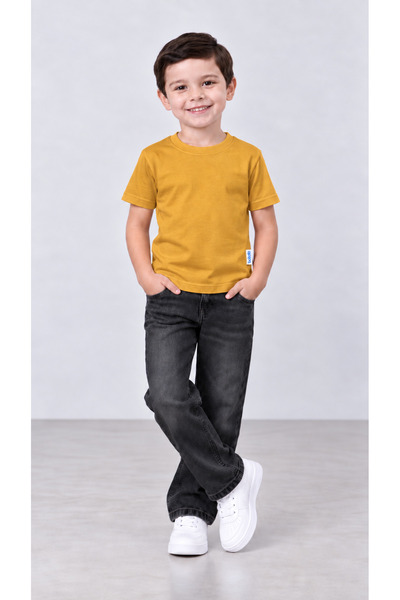 babito store Unisex Girls Boys Plain Badi Short Sleeve Crew Neck T-Shirt 2-10 Years