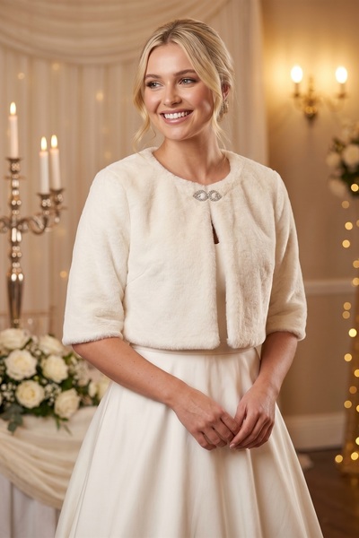 Elegance Scarf Γαλλικό μπολερό με καρφίτσα, γούνινο μπολερό για νύφες, γούνιν...