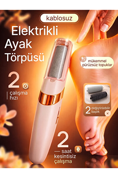 Vezir Aksesuar Şarjlı Ayak Törpüsü Elektrikli Topuk Törpüsü 2 Başlıklı 2 Hızl...