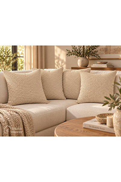 TEKSTİL-HANEM Kırlent Kılıfı 45x45 cm 4 LU SET