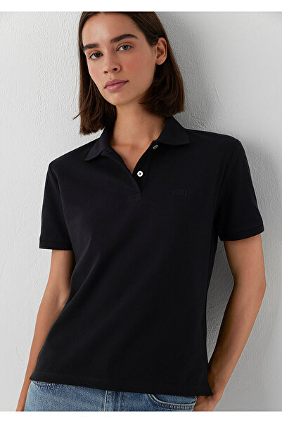 Mavi Logo Printed Black Polo T-Shirt Regular Fit / Normal Cut 1614192-900