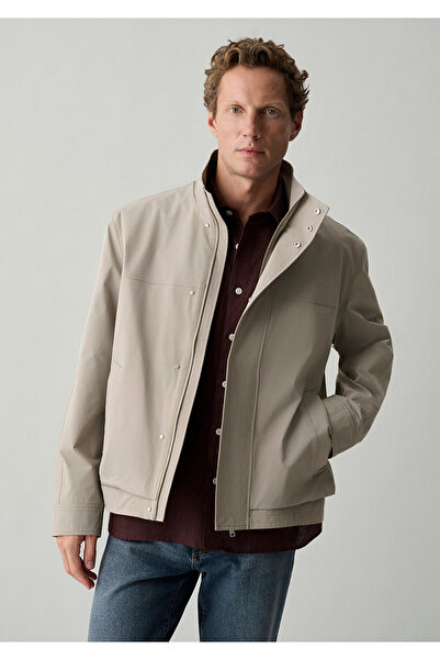 Mavi Dik Yaka Bej Ceket Loose Fit / Bol Rahat Kesim 0110855-80062