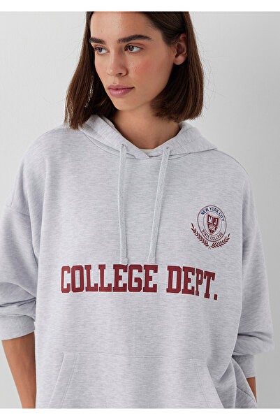 Mavi Baskılı Gri Sweatshirt 1S20021-80196
