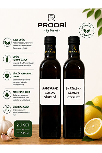 Proori Sarımsak Limon Sirkesi Içilebilir Doğal Fermantasyon 500 ml 2'li Paket...