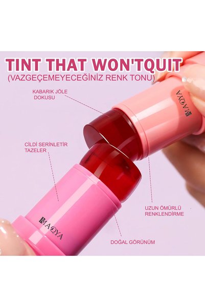 MAQYA Cosmetics Jel Lip to Cheek Tint Lipstick and Blush Lip and Cheek Colorant 01 Pink Tone – Dual-Use Stick Tint