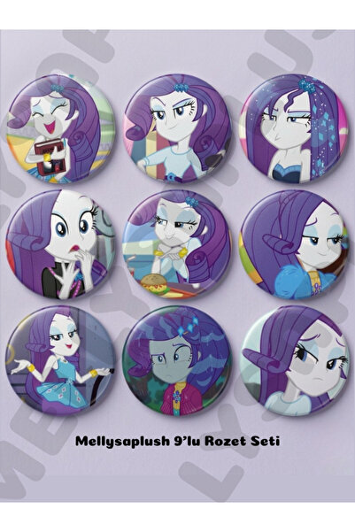 mellysaplush Rarity My Little Pony Equestria Girls Rozet 9 Adet 44mm