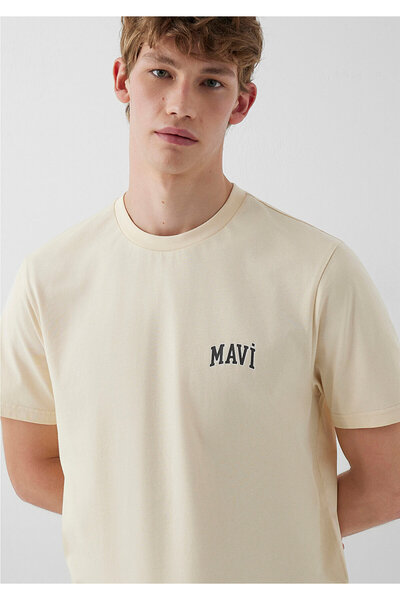 Mavi Logo Baskılı Ekru Tişört Regular Fit / Normal Kesim 0611714-81202