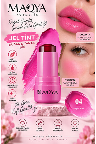 MAQYA Cosmetics JEL Lip To Cheek Tint Ruj Ve Allık Dudak ve Yanak Renklendiri...