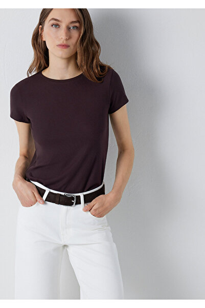 Mavi (TENCEL™) Modal Karışımlı Kahverengi Basic Tişört Slim Fit / Dar Kesim 1...