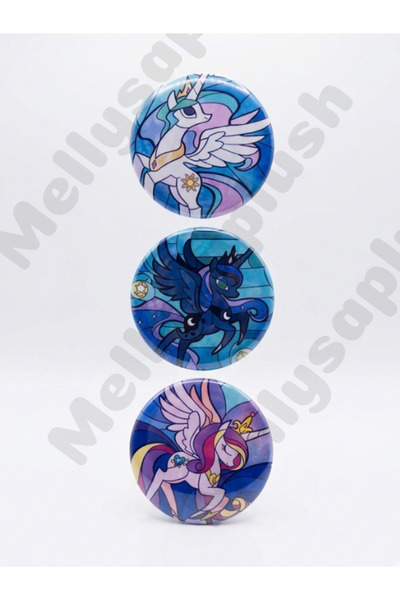 mellysaplush My Little Pony Prensesleri 3'lü Rozet - 44 mm