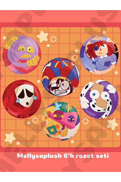mellysaplush TADC the amazing digital circus 6 adet rozet 44 mm