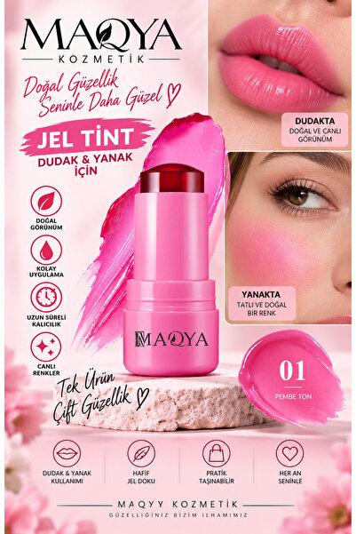 MAQYA Cosmetics JEL Lip To Cheek Tint Ruj Ve Allık Dudak ve Yanak Renklendiri...