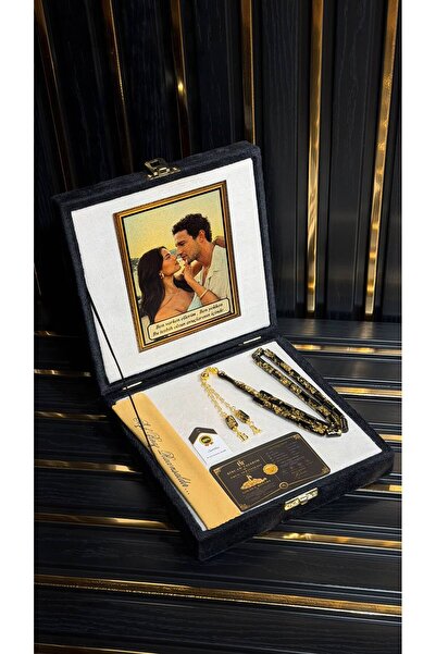 BİRCAN TASARIM Golden Rosary Kesme Premium Kutulu Kişiye Özel Harf İşlemeli A...