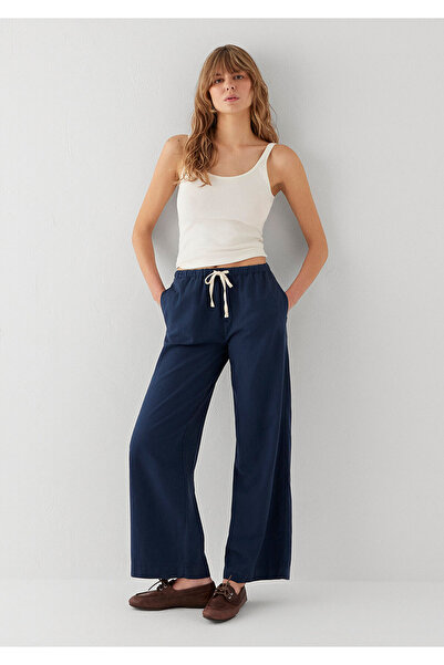 Mavi (Tencel TM) Lyocell Karışımlı Bağcıklı Lacivert Pantolon 1011268-70497