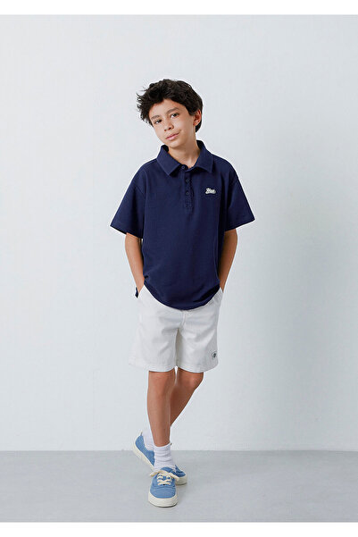 Mavi Embroidered Navy Blue Polo Neck T-Shirt Loose Fit / Comfortable Cut 6610...