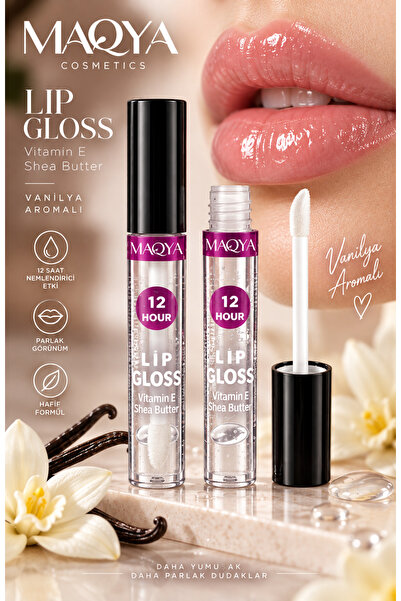 MAQYA Cosmetics Vanilya Aromalı Lip Gloss – Vitamin E ve Shea Butter İçeren Ş...