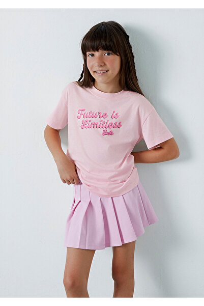 Mavi Barbie Baskılı Pembe Tişört Loose Fit / Bol Rahat Kesim 7610455-90773