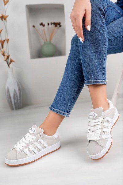 homiro Unisex Classic Lace-Up Orthopedic Sports Sneaker Shoes-Smoked-White