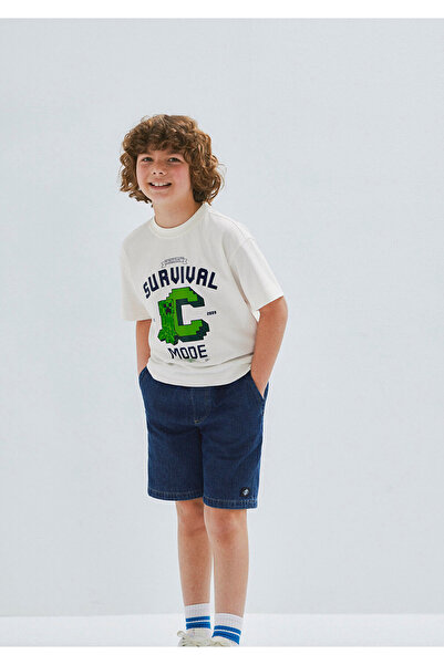 Mavi Minecraft Printed Ecru T-Shirt Oversized / Wide Fit 6610433-70057