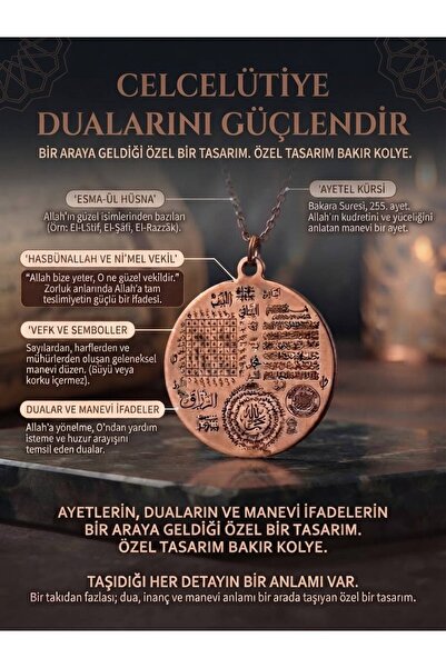 aslimucize CELCELÜTİYE NAZAR DUALI BAKIR KOLYE