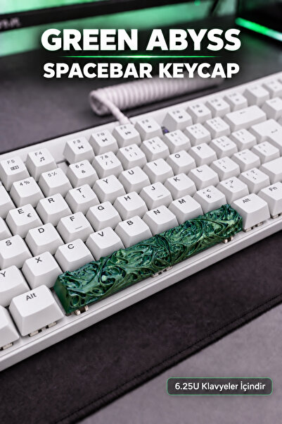 Makerpax Metalik Yeşil 6.25U Spacebar Keycap - Cherry MX Uyumlu Mekanik Klavye Boşluk Tuşu