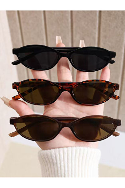 Choice 3PCS-C1 3Pcs Retro Fashion Simple Oval Small Frame Sunglasses Set Mult...